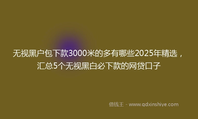无视黑户包下款3000米的多有哪些2025年精选，汇总5个无视黑白必下款的网贷口子