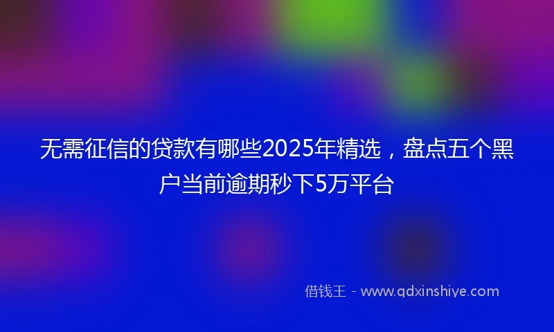 无需征信的贷款有哪些2025年精选，盘点五个黑户当前逾期秒下5万平台