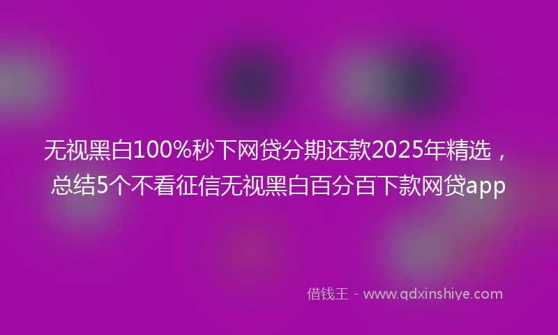 无视黑白100%秒下网贷分期还款2025年精选，总结5个不看征信无视黑白百分百下款网贷app