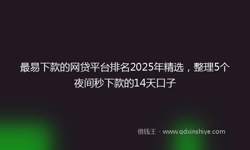 最易下款的网贷平台排名2025年精选，整理5个夜间秒下款的14天口子