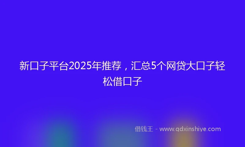 新口子平台2025年推荐，汇总5个网贷大口子轻松借口子