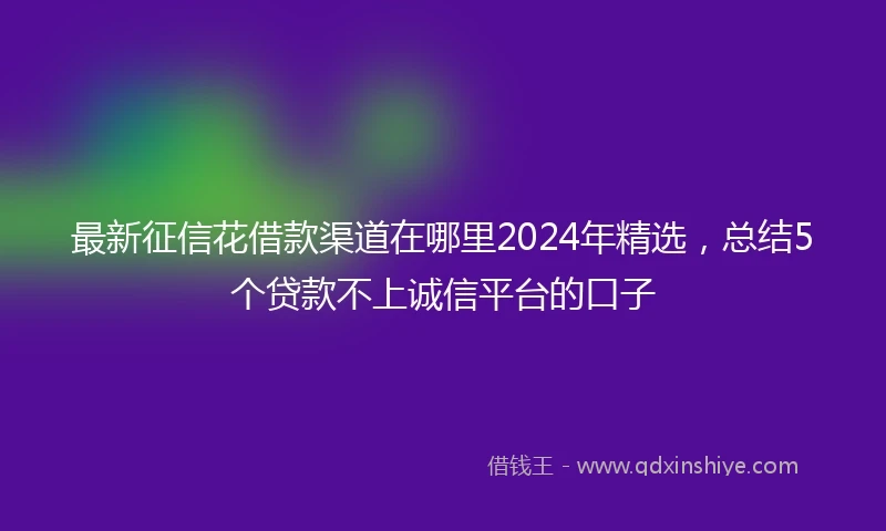 最新征信花借款渠道在哪里2024年精选，总结5个贷款不上诚信平台的口子