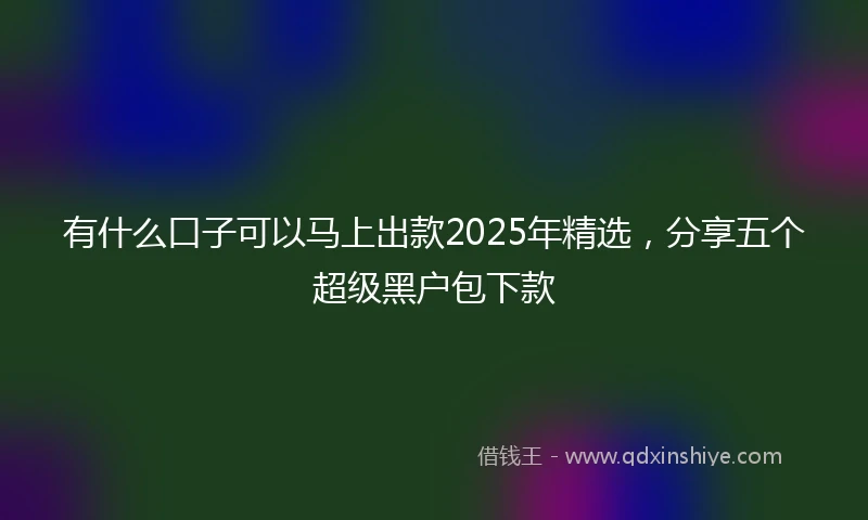 有什么口子可以马上出款2025年精选,分享五个超级黑户包下款