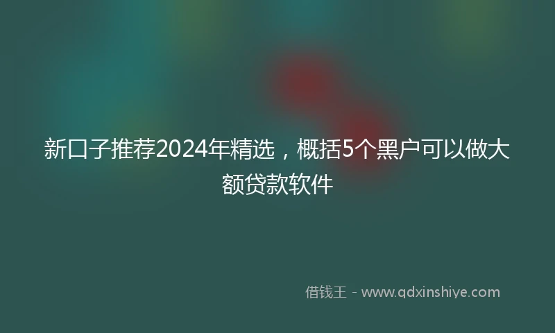 新口子推荐2024年精选，概括5个黑户可以做大额贷款软件