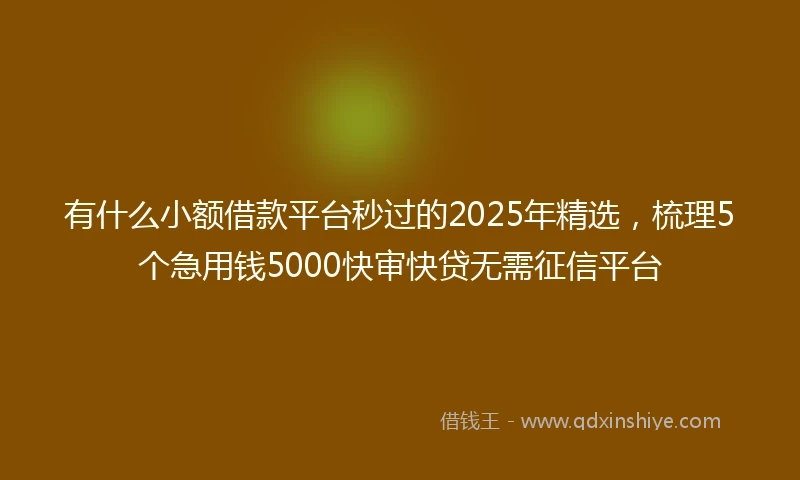 有什么小额借款平台秒过的2025年精选，梳理5个急用钱5000快审快贷无需征信平台