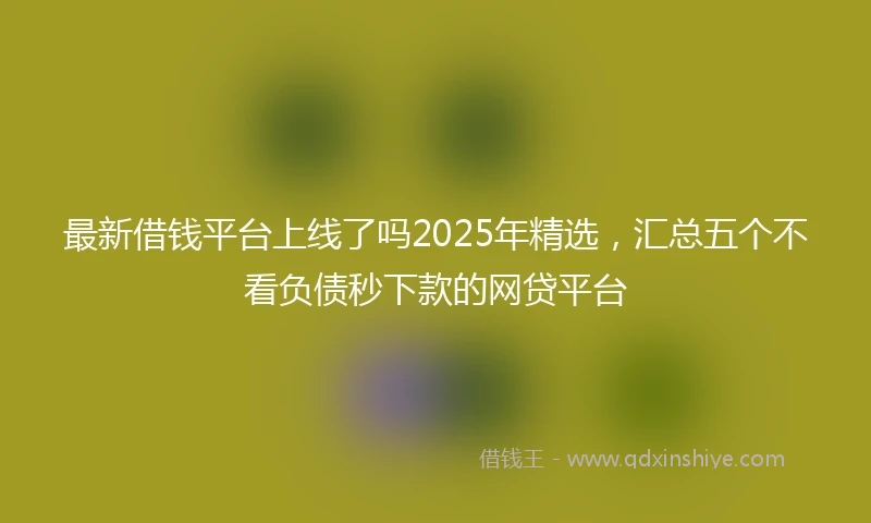 最新借钱平台上线了吗2025年精选，汇总五个不看负债秒下款的网贷平台