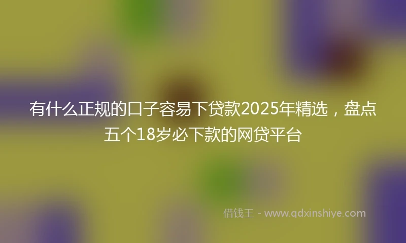有什么正规的口子容易下贷款2025年精选，盘点五个18岁必下款的网贷平台