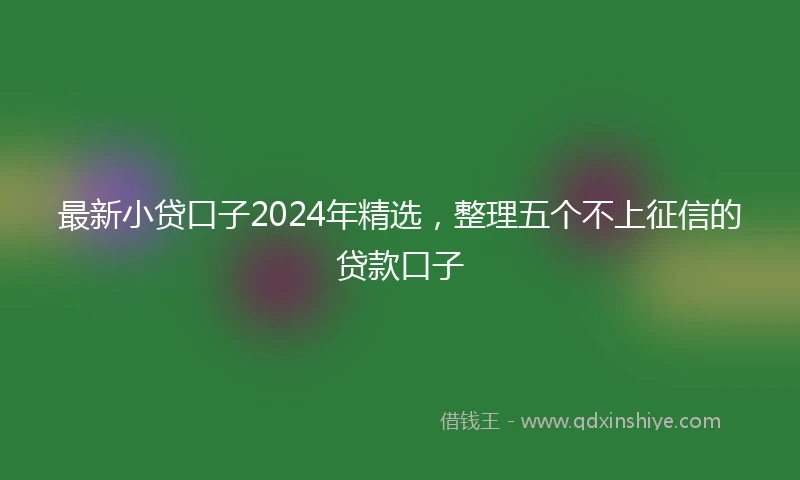 最新小贷口子2024年精选，整理五个不上征信的贷款口子