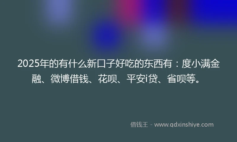 2025年的有什么新口子好吃的东西有：度小满金融、微博借钱、花呗、平安i贷、省呗等。