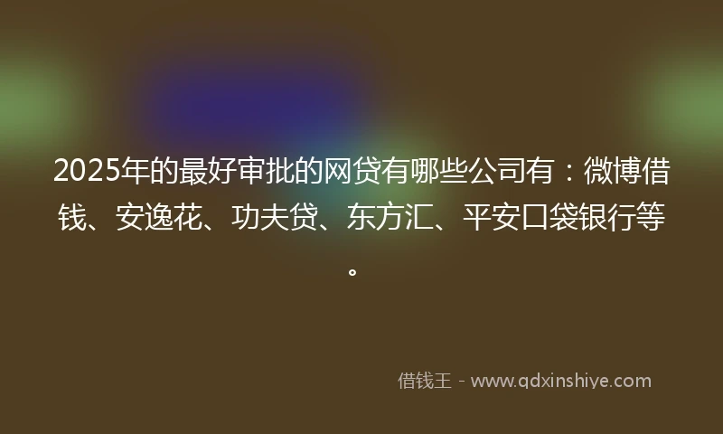 2025年的最好审批的网贷有哪些公司有：微博借钱、安逸花、功夫贷、东方汇、平安口袋银行等。