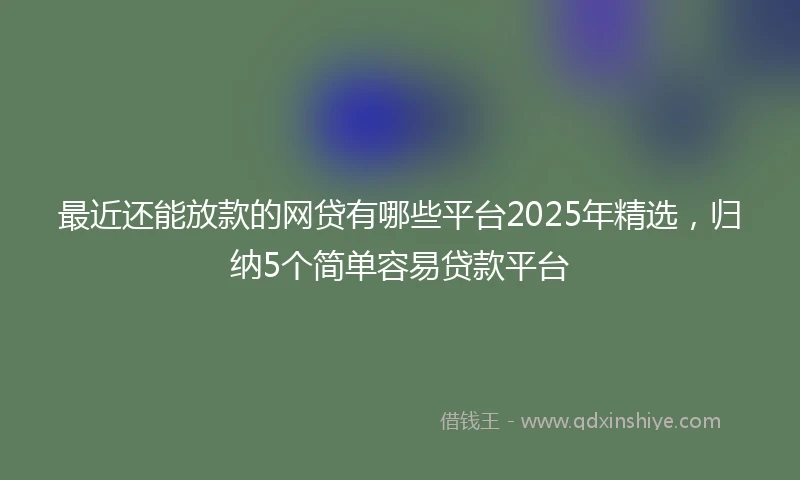 最近还能放款的网贷有哪些平台2025年精选，归纳5个简单容易贷款平台