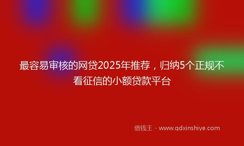 最容易审核的网贷2025年推荐，归纳5个正规不看征信的小额贷款平台