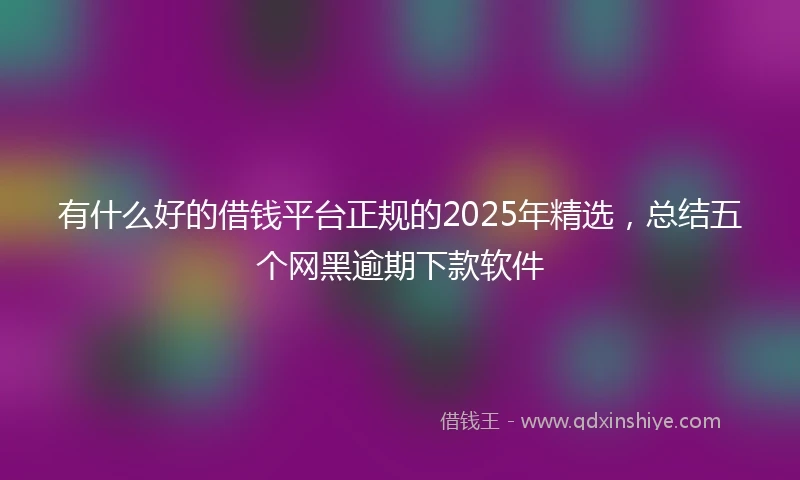有什么好的借钱平台正规的2025年精选，总结五个网黑逾期下款软件
