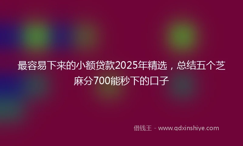 最容易下来的小额贷款2025年精选，总结五个芝麻分700能秒下的口子