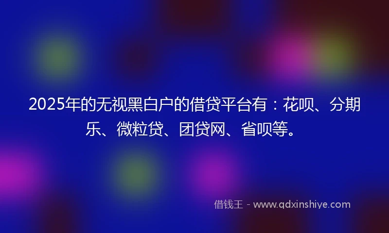 2025年的无视黑白户的借贷平台有：花呗、分期乐、微粒贷、团贷网、省呗等。