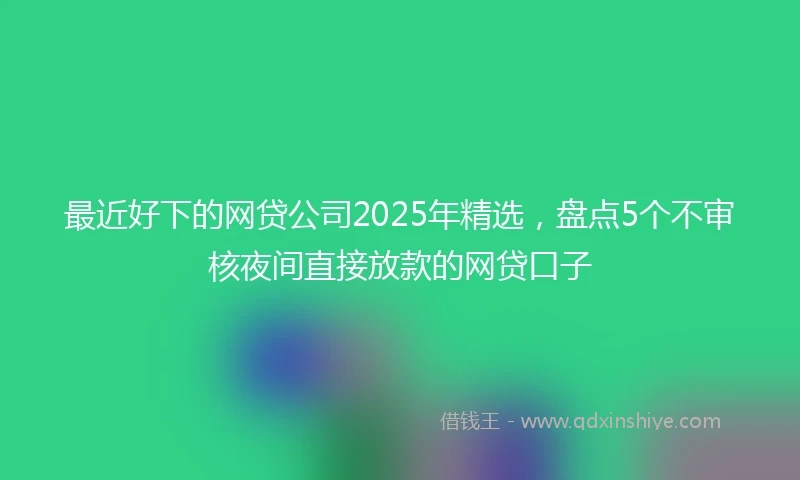 最近好下的网贷公司2025年精选，盘点5个不审核夜间直接放款的网贷口子