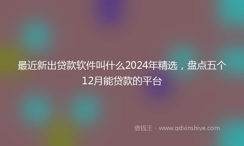 最近新出贷款软件叫什么2024年精选，盘点五个12月能贷款的平台