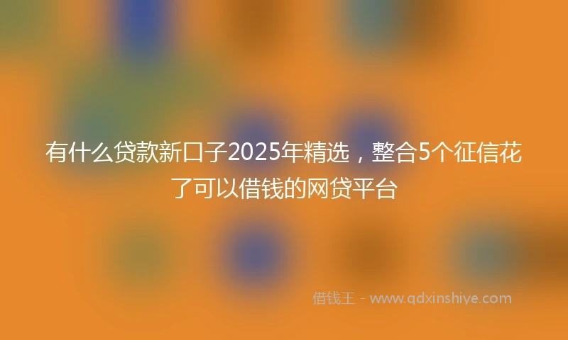 有什么贷款新口子2025年精选，整合5个征信花了可以借钱的网贷平台