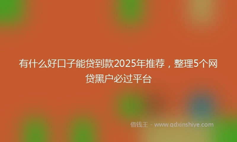 有什么好口子能贷到款2025年推荐,整理5个网贷黑户必过平台