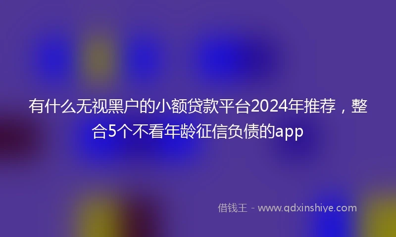 有什么无视黑户的小额贷款平台2024年推荐，整合5个不看年龄征信负债的app