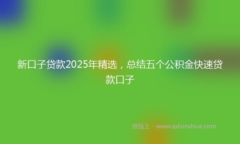 新口子贷款2025年精选，总结五个公积金快速贷款口子