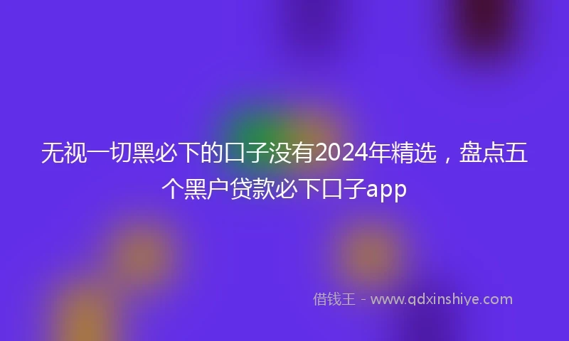 无视一切黑必下的口子没有2024年精选，盘点五个黑户贷款必下口子app