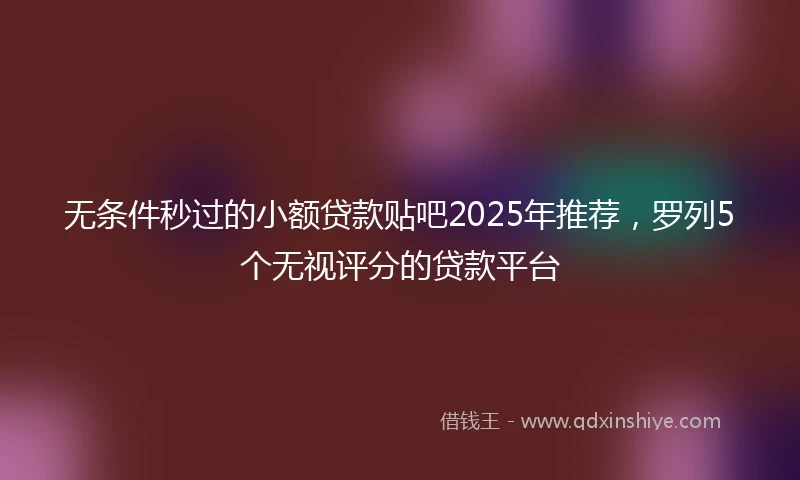 无条件秒过的小额贷款贴吧2025年推荐，罗列5个无视评分的贷款平台