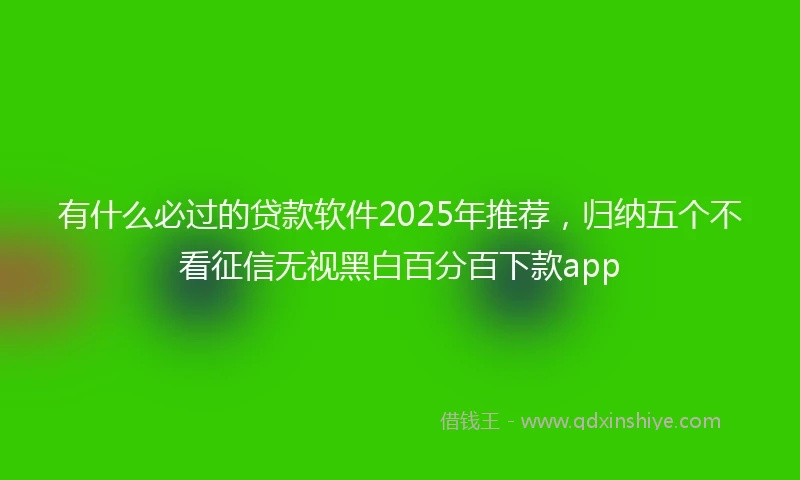 有什么必过的贷款软件2025年推荐，归纳五个不看征信无视黑白百分百下款app
