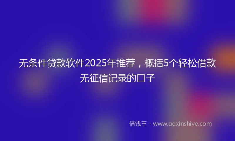 无条件贷款软件2025年推荐，概括5个轻松借款无征信记录的口子