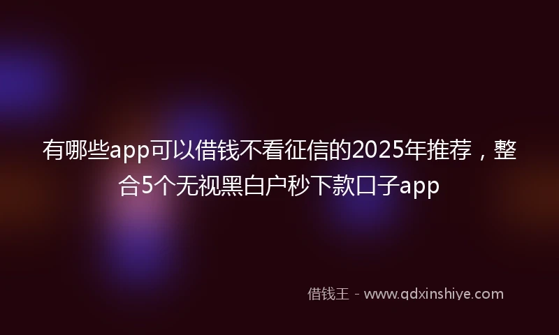 有哪些app可以借钱不看征信的2025年推荐，整合5个无视黑白户秒下款口子app