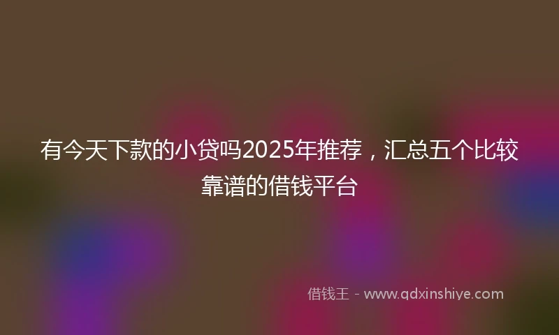 有今天下款的小贷吗2025年推荐，汇总五个比较靠谱的借钱平台