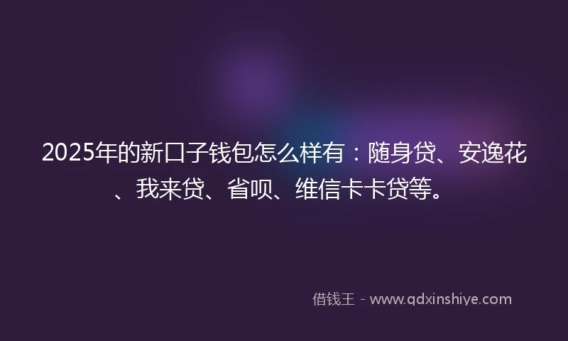 2025年的新口子钱包怎么样有：随身贷、安逸花、我来贷、省呗、维信卡卡贷等。