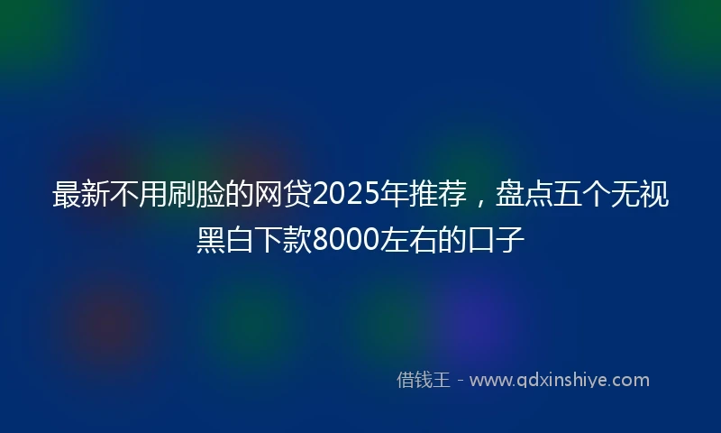 最新不用刷脸的网贷2025年推荐，盘点五个无视黑白下款8000左右的口子
