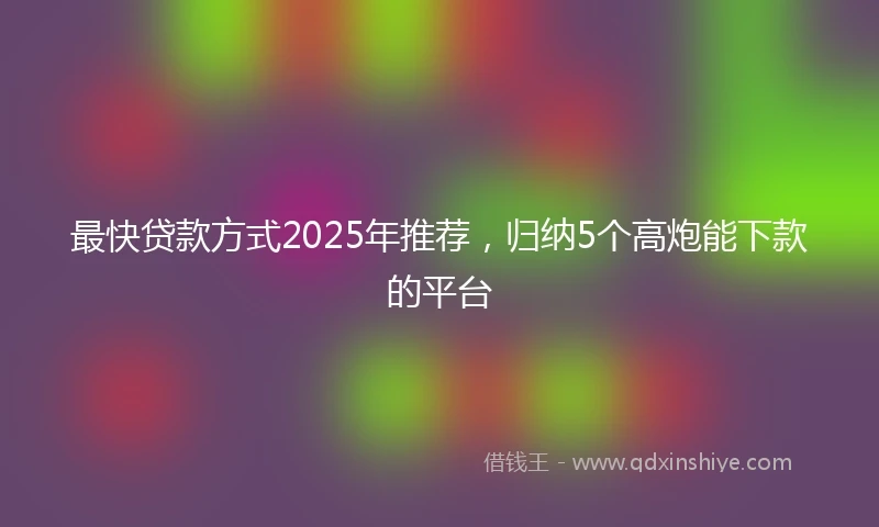 最快贷款方式2025年推荐，归纳5个高炮能下款的平台