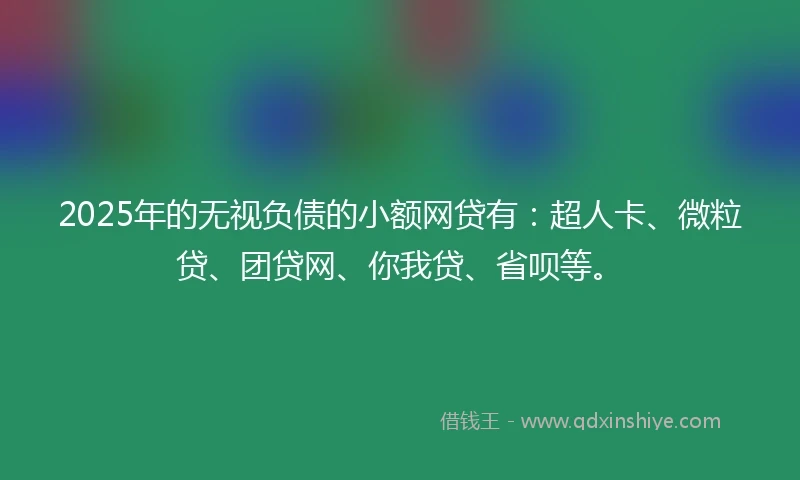 2025年的无视负债的小额网贷有：超人卡、微粒贷、团贷网、你我贷、省呗等。