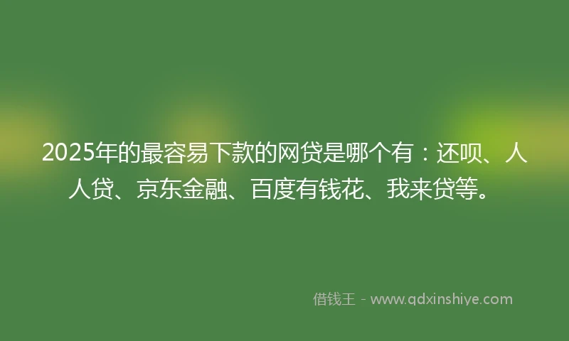 2025年的最容易下款的网贷是哪个有：还呗、人人贷、京东金融、百度有钱花、我来贷等。