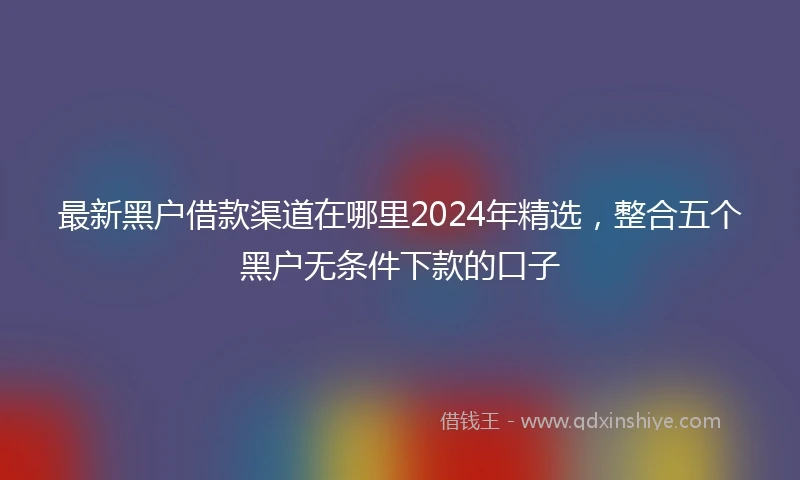 最新黑户借款渠道在哪里2024年精选，整合五个黑户无条件下款的口子