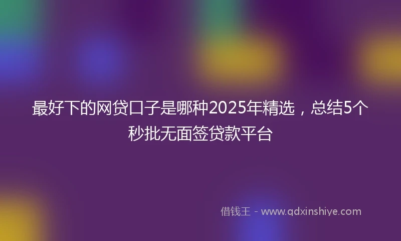 最好下的网贷口子是哪种2025年精选，总结5个秒批无面签贷款平台