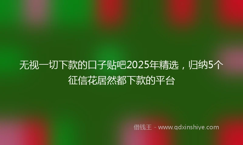 无视一切下款的口子贴吧2025年精选，归纳5个征信花居然都下款的平台