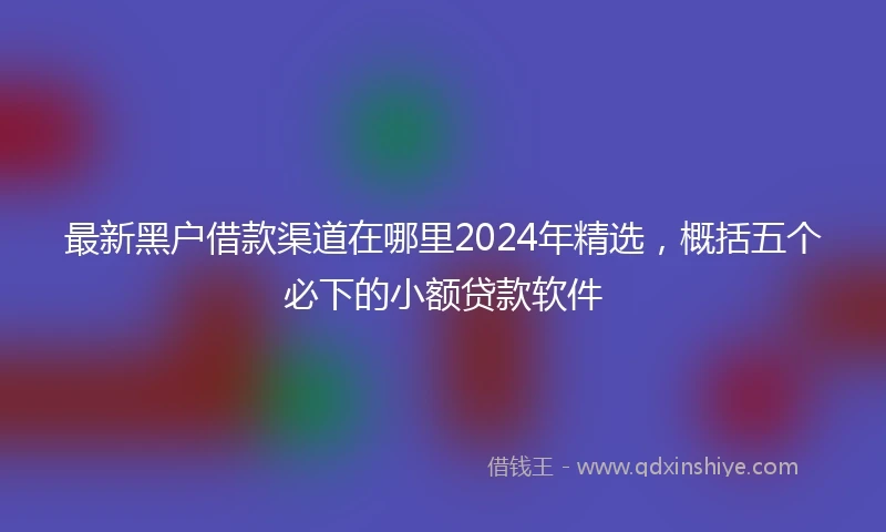 最新黑户借款渠道在哪里2024年精选，概括五个必下的小额贷款软件