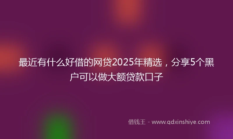 最近有什么好借的网贷2025年精选，分享5个黑户可以做大额贷款口子