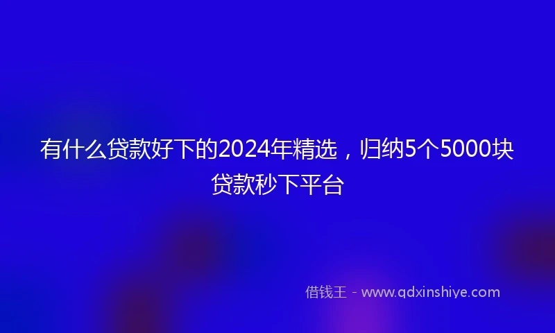 有什么贷款好下的2024年精选,归纳5个5000块贷款秒下平台