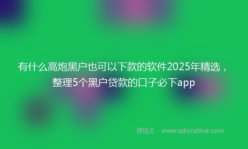 有什么高炮黑户也可以下款的软件2025年精选，整理5个黑户贷款的口子必下app