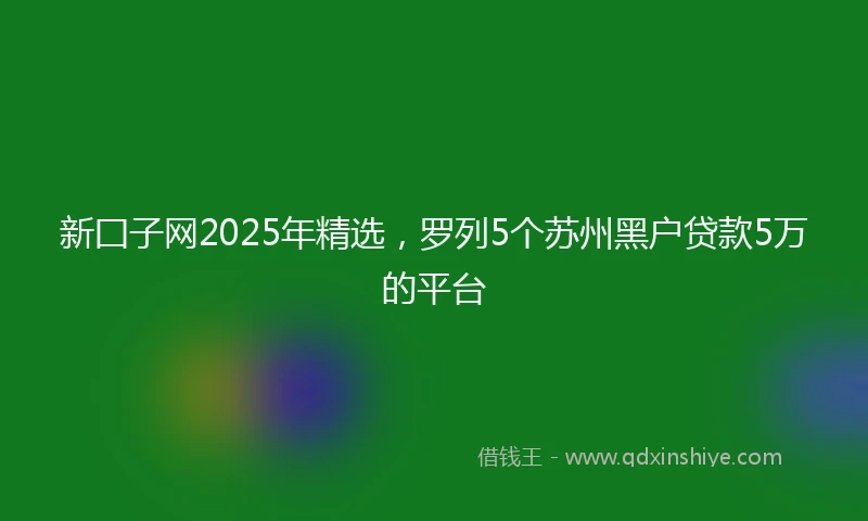 新囗子网2025年精选，罗列5个苏州黑户贷款5万的平台