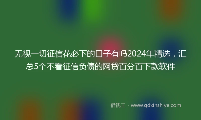 无视一切征信花必下的口子有吗2024年精选,汇总5个不看征信负债的网贷百分百下款软件