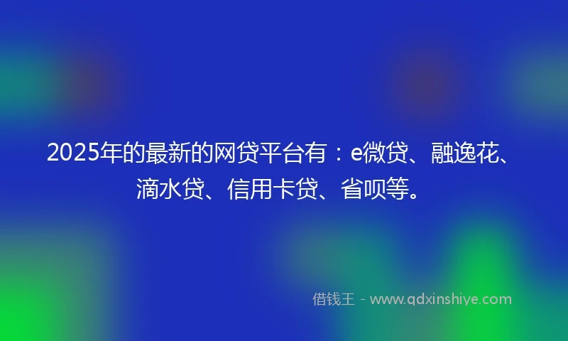 2025年的最新的网贷平台有：e微贷、融逸花、滴水贷、信用卡贷、省呗等。