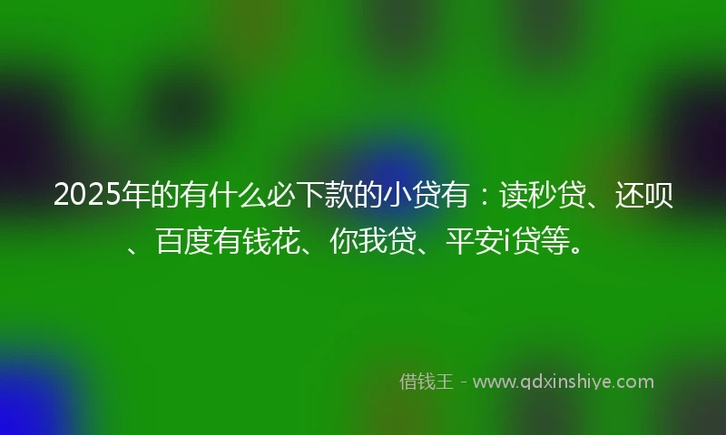 2025年的有什么必下款的小贷有：读秒贷、还呗、百度有钱花、你我贷、平安i贷等。