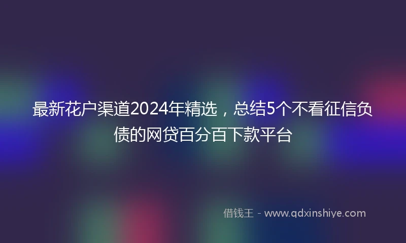 最新花户渠道2024年精选，总结5个不看征信负债的网贷百分百下款平台