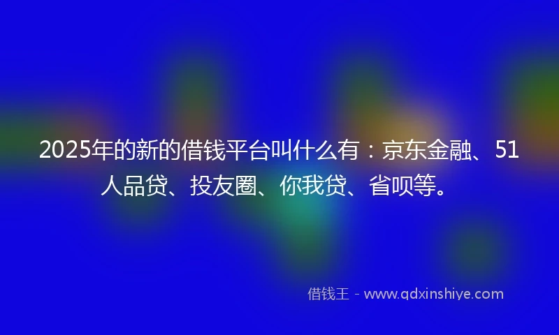 2025年的新的借钱平台叫什么有：京东金融、51人品贷、投友圈、你我贷、省呗等。