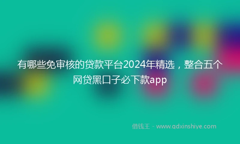 有哪些免审核的贷款平台2024年精选，整合五个网贷黑口子必下款app
